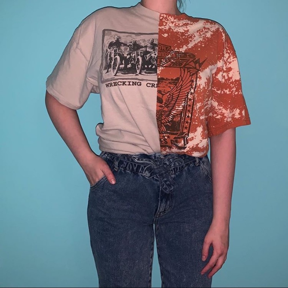 Harley Davidson bleach dyed split tee